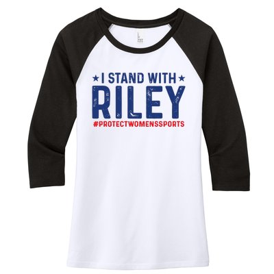 I Stand With Riley Gaines #ProtectWomensSports Women's Tri-Blend 3/4-Sleeve Raglan Shirt