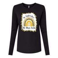 In September We Wear Gold Leopard Rainbow Womens Cotton Relaxed Long Sleeve T-Shirt