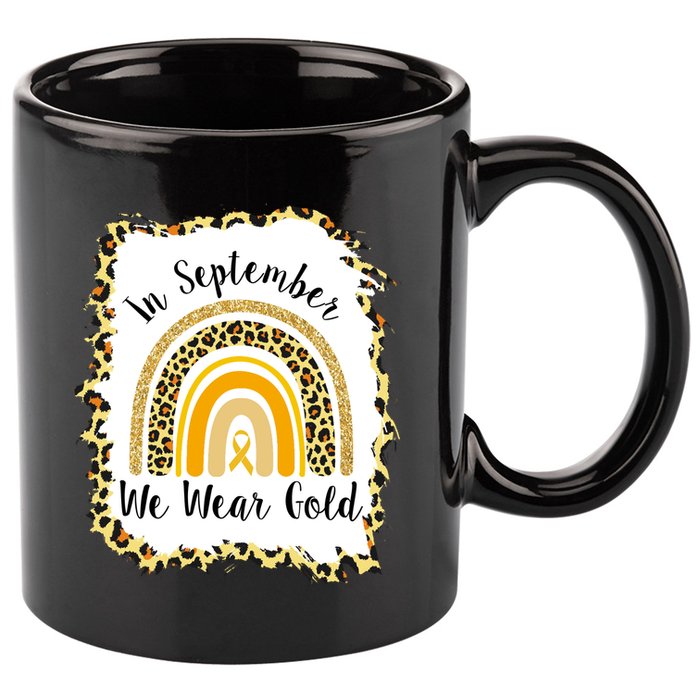 In September We Wear Gold Leopard Rainbow 11oz C Handle Ceramic Mug