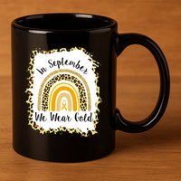 In September We Wear Gold Leopard Rainbow 11oz C Handle Ceramic Mug