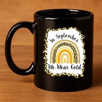 In September We Wear Gold Leopard Rainbow 11oz C Handle Ceramic Mug