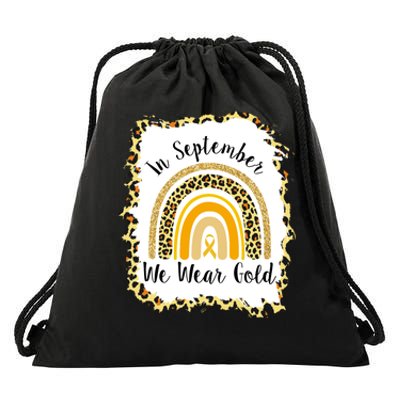 In September We Wear Gold Leopard Rainbow Drawstring Bag