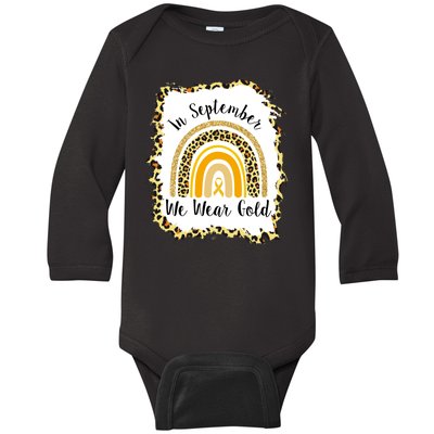 In September We Wear Gold Leopard Rainbow Baby Long Sleeve Bodysuit