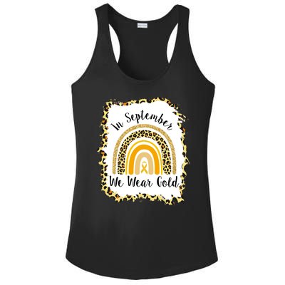 In September We Wear Gold Leopard Rainbow Ladies PosiCharge Competitor Racerback Tank