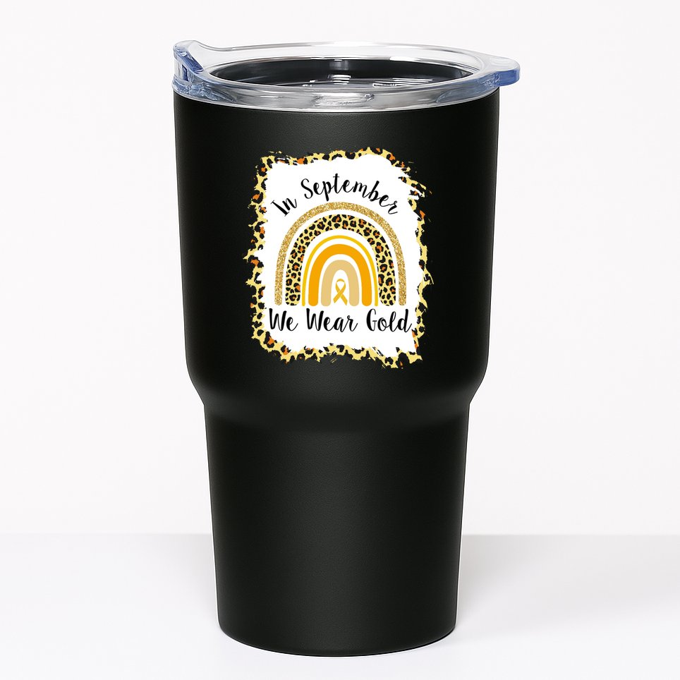In September We Wear Gold Leopard Rainbow Tumbler