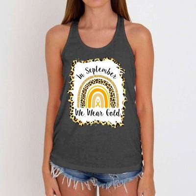 In September We Wear Gold Leopard Rainbow Women's Knotted Racerback Tank