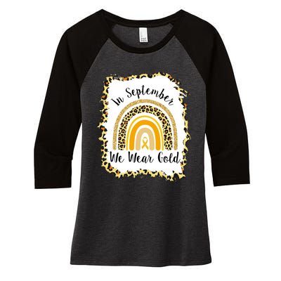 In September We Wear Gold Leopard Rainbow Women's Tri-Blend 3/4-Sleeve Raglan Shirt