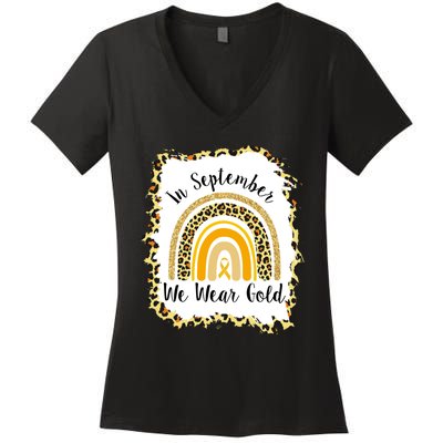 In September We Wear Gold Leopard Rainbow Women's V-Neck T-Shirt