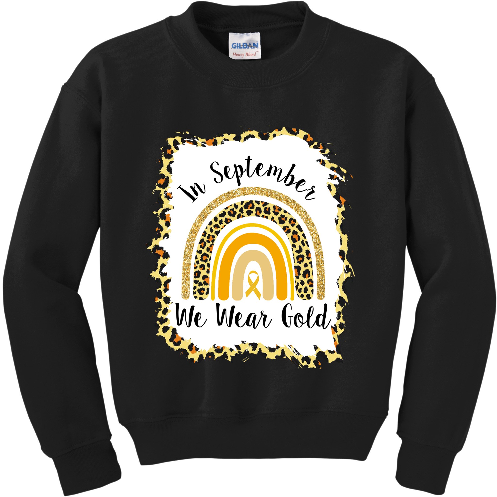 In September We Wear Gold Leopard Rainbow Kids Sweatshirt