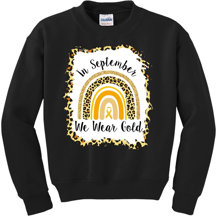 In September We Wear Gold Leopard Rainbow Kids Sweatshirt