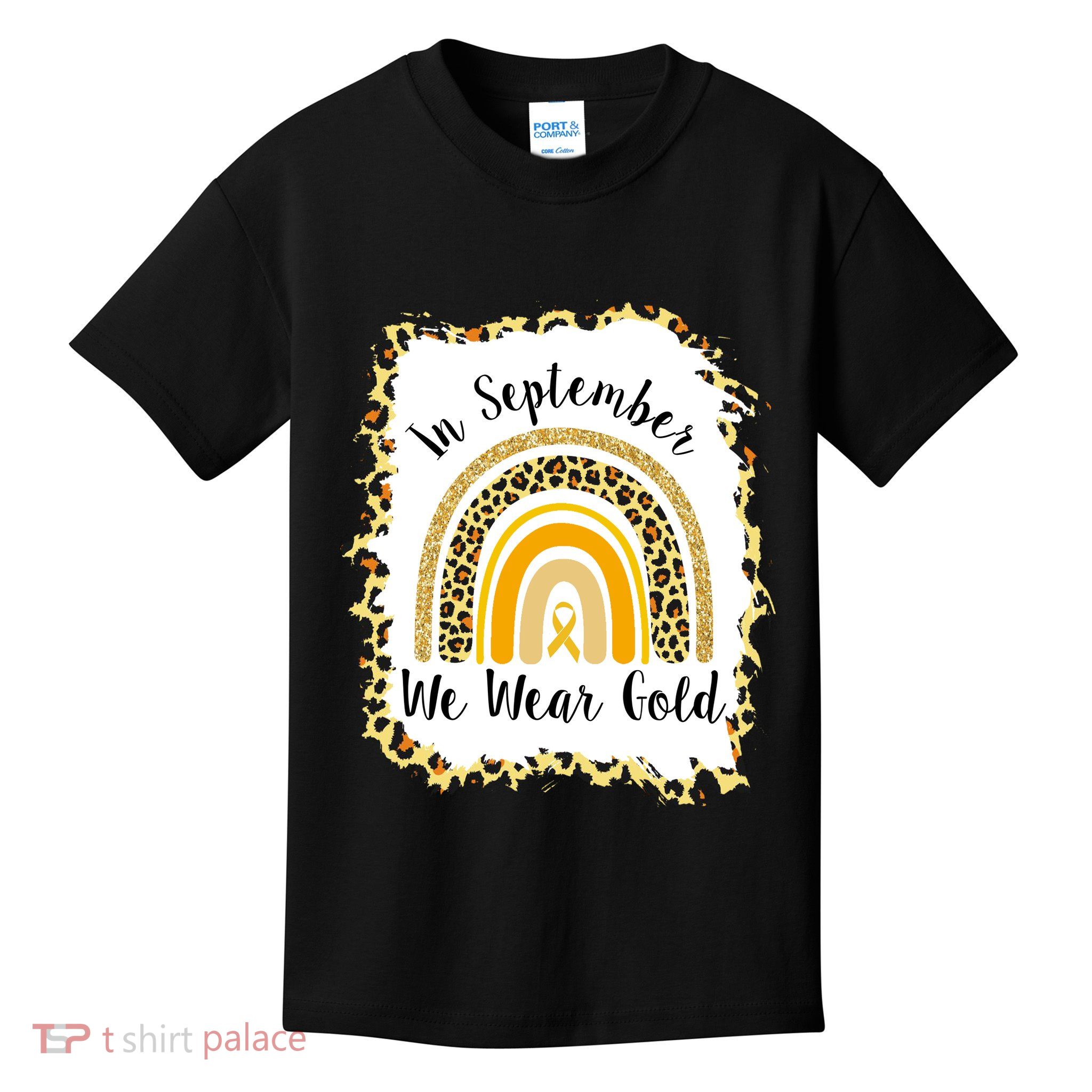 In September We Wear Gold Leopard Rainbow Kids T-Shirt