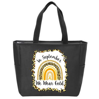 In September We Wear Gold Leopard Rainbow Zip Tote Bag