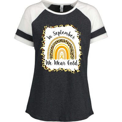 In September We Wear Gold Leopard Rainbow Enza Ladies Jersey Colorblock Tee