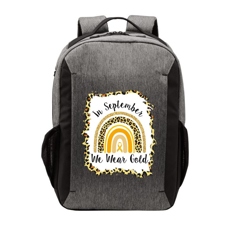 In September We Wear Gold Leopard Rainbow Vector Backpack