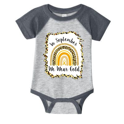 In September We Wear Gold Leopard Rainbow Infant Baby Jersey Bodysuit