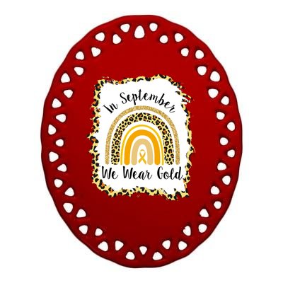 In September We Wear Gold Leopard Rainbow Ceramic Oval Ornament