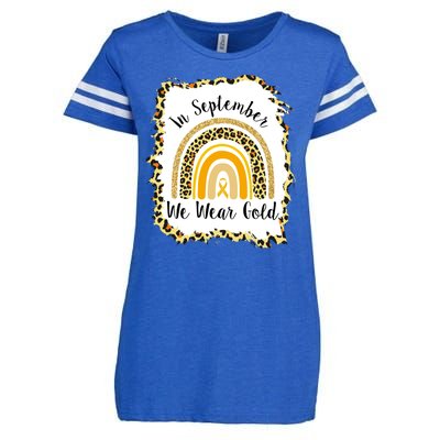 In September We Wear Gold Leopard Rainbow Enza Ladies Jersey Football T-Shirt