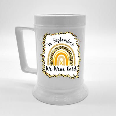 In September We Wear Gold Leopard Rainbow Beer Stein