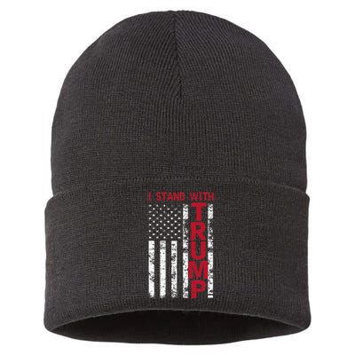 I Stand With Trump I Stand With America Cool Patriotic Sustainable Knit Beanie