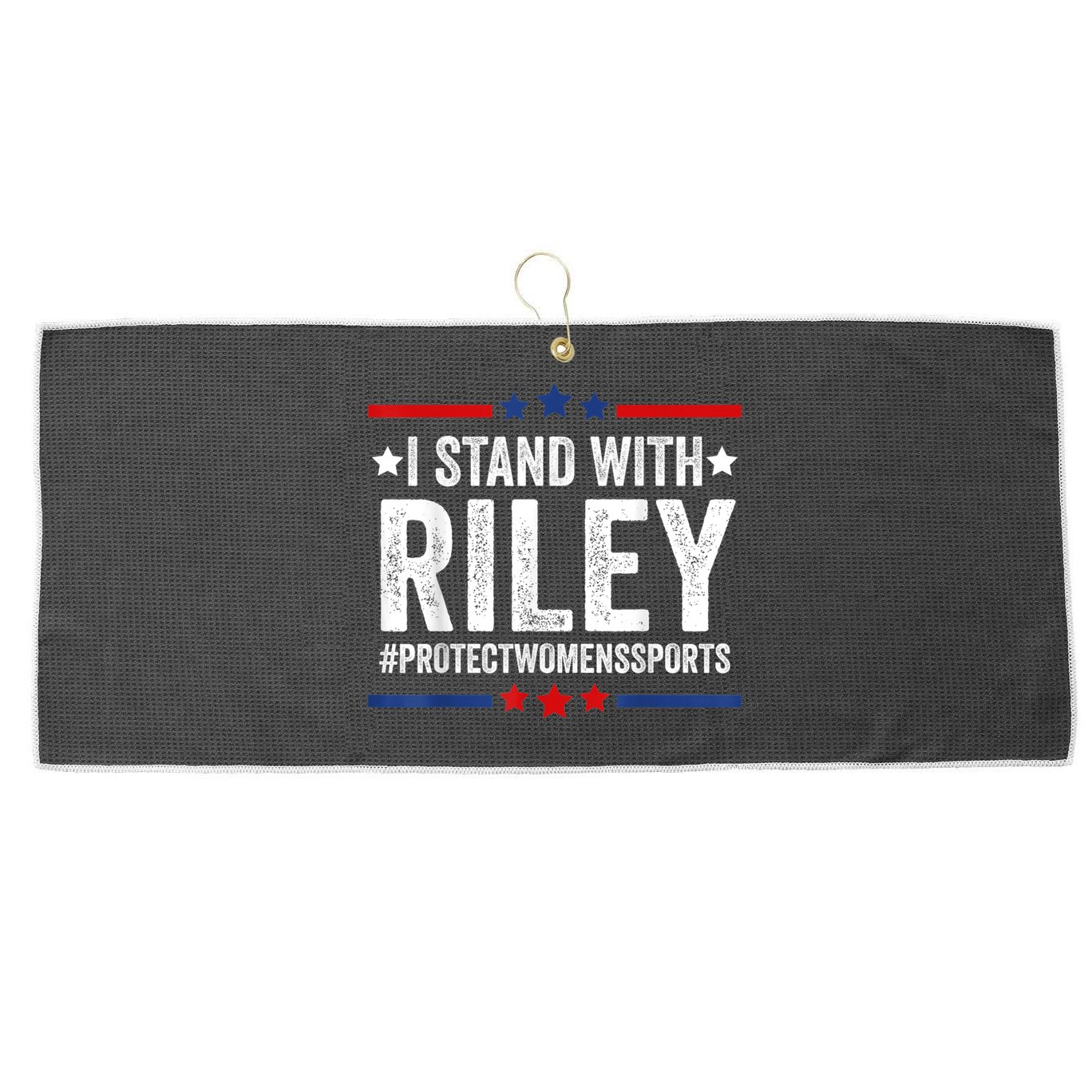 I Stand With Riley Gaines #ProtectWomensSports Large Microfiber Waffle Golf Towel