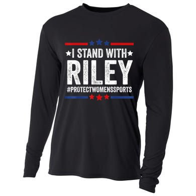 I Stand With Riley Gaines #ProtectWomensSports Cooling Performance Long Sleeve Crew