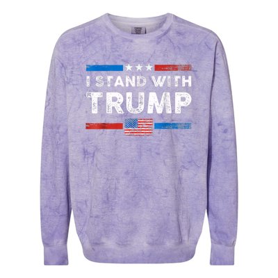 I Stand With Trump American Flag Colorblast Crewneck Sweatshirt