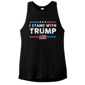 I Stand With Trump American Flag Ladies PosiCharge Tri-Blend Wicking Tank