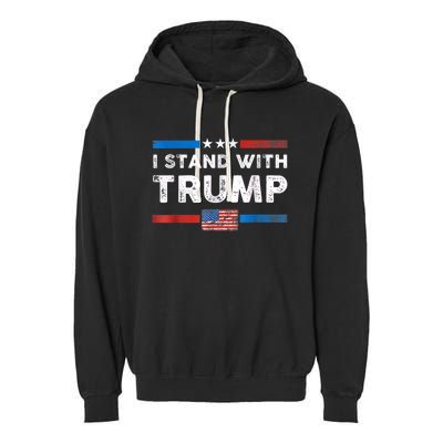 I Stand With Trump American Flag Garment-Dyed Fleece Hoodie