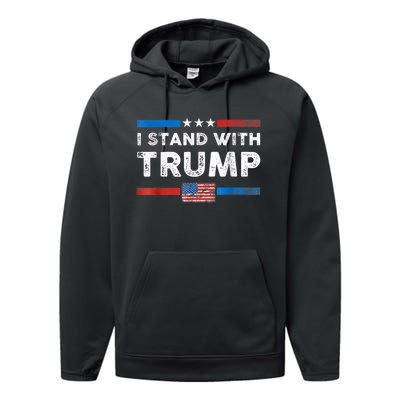 I Stand With Trump American Flag Performance Fleece Hoodie