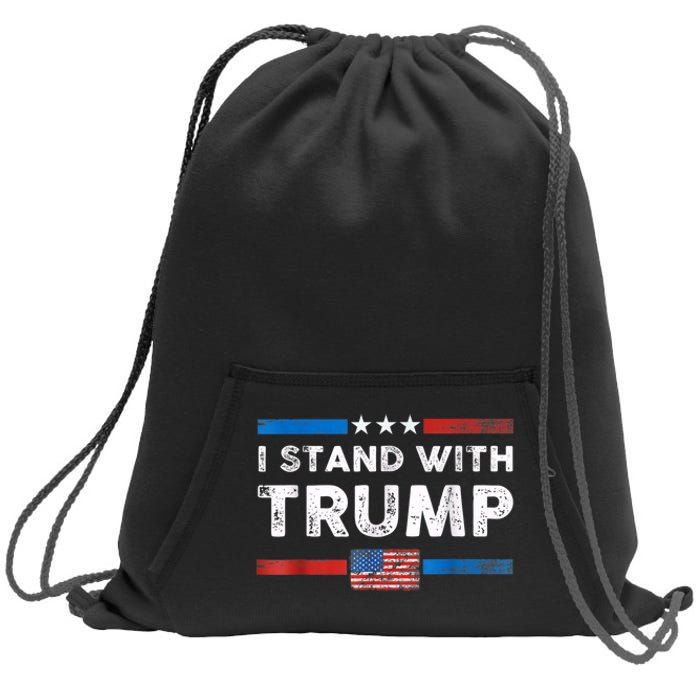 I Stand With Trump American Flag Sweatshirt Cinch Pack Bag