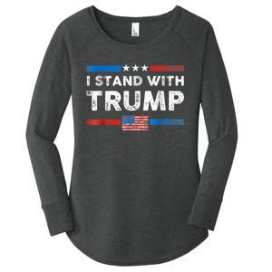 I Stand With Trump American Flag Women's Perfect Tri Tunic Long Sleeve Shirt