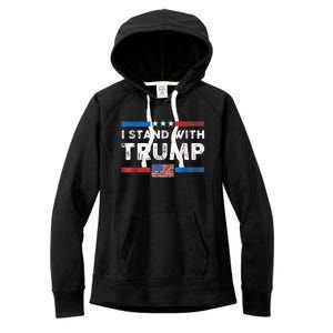 I Stand With Trump American Flag Women's Fleece Hoodie