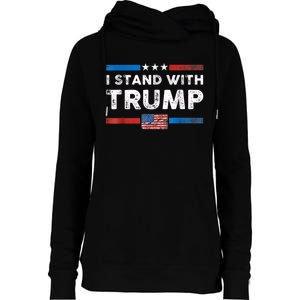 I Stand With Trump American Flag Womens Funnel Neck Pullover Hood