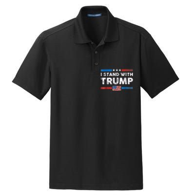 I Stand With Trump American Flag Dry Zone Grid Polo