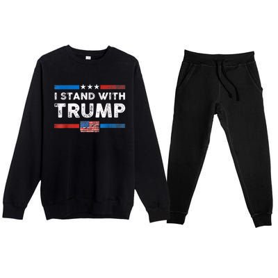 I Stand With Trump American Flag Premium Crewneck Sweatsuit Set