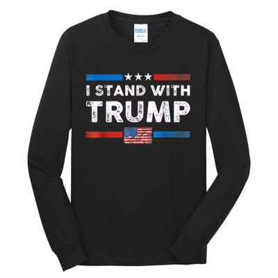 I Stand With Trump American Flag Tall Long Sleeve T-Shirt