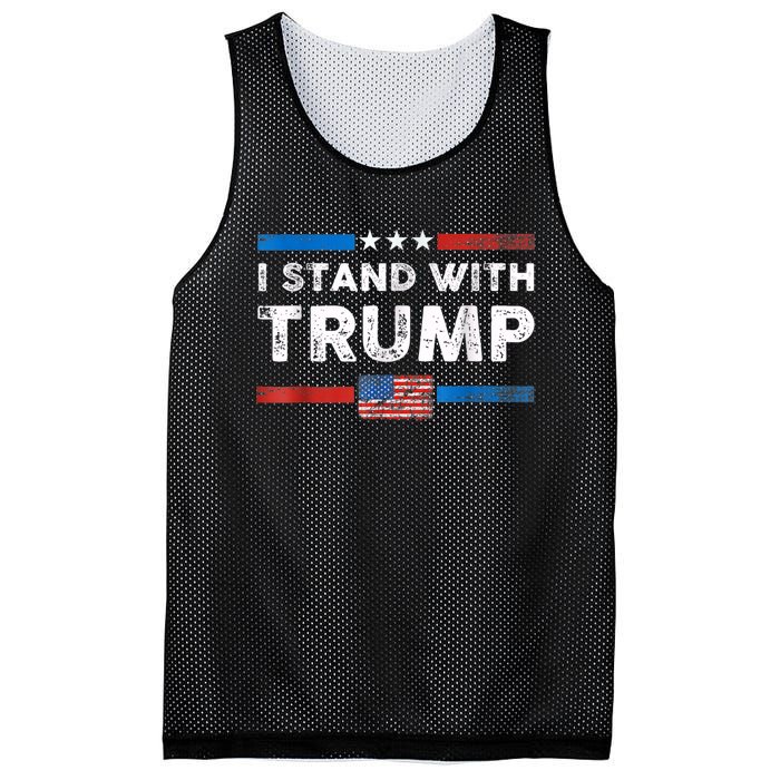 I Stand With Trump American Flag Mesh Reversible Basketball Jersey Tank