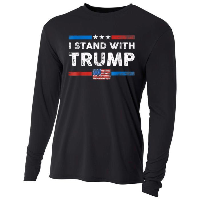 I Stand With Trump American Flag Cooling Performance Long Sleeve Crew