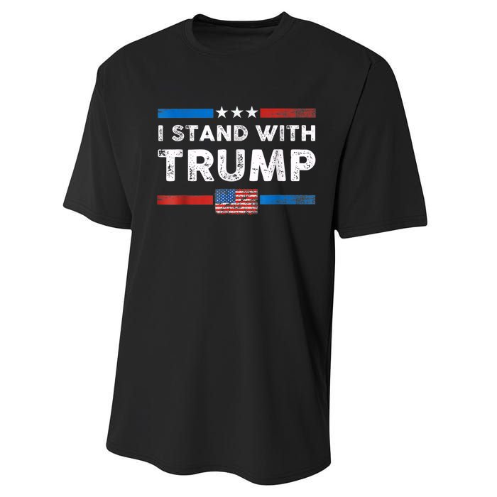 I Stand With Trump American Flag Performance Sprint T-Shirt