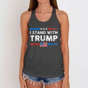 I Stand With Trump American Flag Women's Knotted Racerback Tank