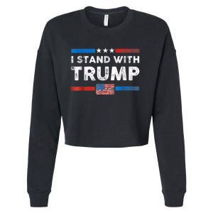 I Stand With Trump American Flag Cropped Pullover Crew