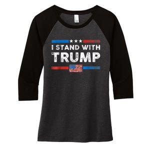 I Stand With Trump American Flag Women's Tri-Blend 3/4-Sleeve Raglan Shirt