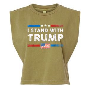 I Stand With Trump American Flag Garment-Dyed Women's Muscle Tee