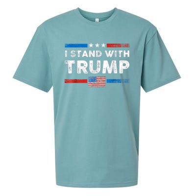 I Stand With Trump American Flag Sueded Cloud Jersey T-Shirt