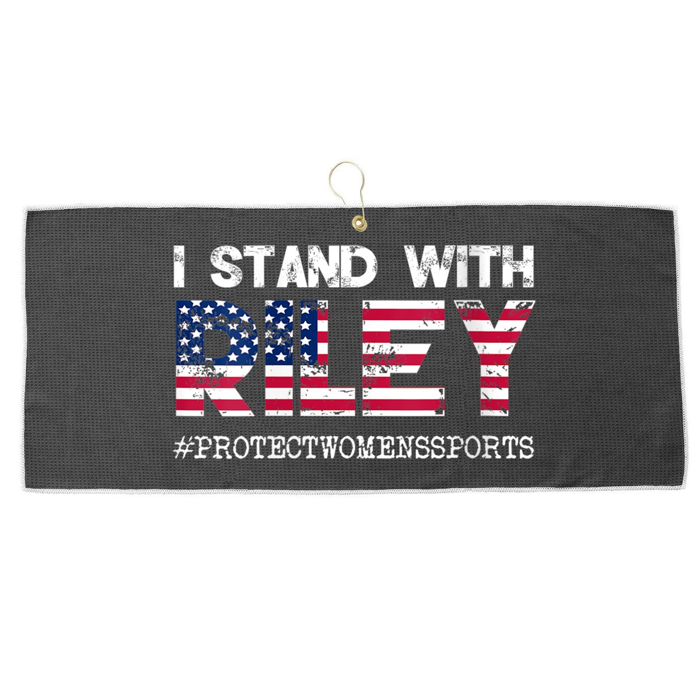I Stand With Riley Gaines #ProtectWomensSports Large Microfiber Waffle Golf Towel