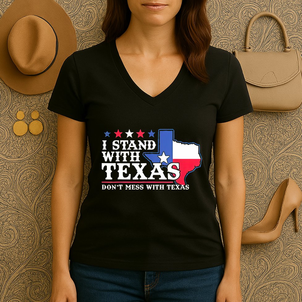 I Stand With Texas 2024 Don’T Mess With Texas Women's V-Neck T-Shirt