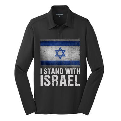 I Stand With Israel Silk Touch Performance Long Sleeve Polo