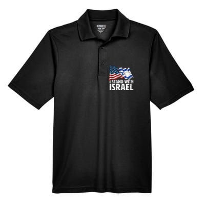 I Stand With Israel Usa American Flag W Israel Flag Men's Origin Performance Pique Polo