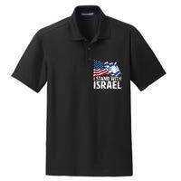 I Stand With Israel Usa American Flag W Israel Flag Dry Zone Grid Polo