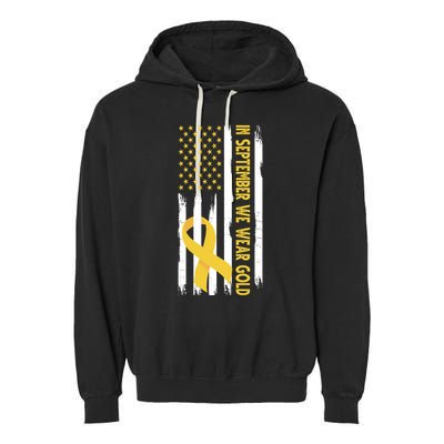 In September We Wear Gold Childhood Cancer Awareness Flag Garment-Dyed Fleece Hoodie